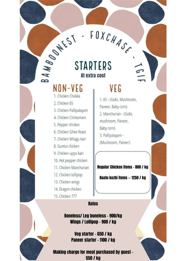 The farmstay company starter menu